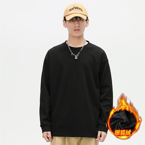 新款加绒加厚纯色潮流韩版宽松圆领休闲卫衣EY-3658JR-P50图片