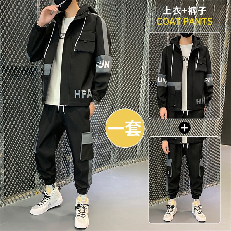 主推秋季男士套装休闲运动服帅气搭配一套工装夹克外套 D05图片