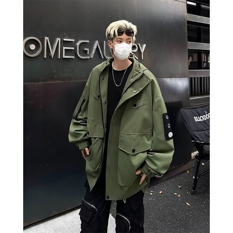 冲锋衣夹克男士韩版潮流连帽宽松百搭2024秋冬ins外套W6180-P70,男装夹克,星座412-3