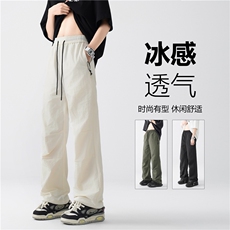 抖音品质夏季新款潮流透气冰感宽松休闲裤B315-K009-特p35控68，男装休闲裤，电商B315