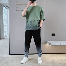 夏季新款短袖T恤套装青少年运动休闲宽松潮流两件套男装F308P68，男装休闲套装，电商A086