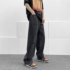 美式牛仔裤子男高街ins潮牌宽松直筒裤复古风长裤N0397-P45，男装牛仔裤，星座308B-1