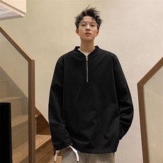 重磅300克长袖T有垫肩黑色白色M到3XL/W68/P52，男装T恤，星座506
