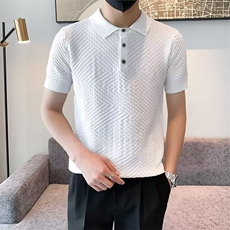 冰丝针织翻领polo衫短袖男士夏季高级感痞帅半袖t恤男装百搭体恤，男装T恤，星座1013