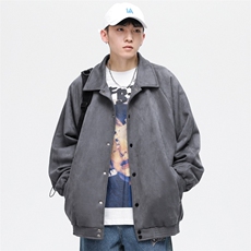 麂皮绒立领夹克男宽松落肩纯色上衣外套JK721-P70，男装夹克，星座1204-3