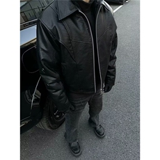 男士皮衣外套春秋季2025新款翻领潮牌痞帅派克服男款机车服皮夹克，男装皮衣，星座1210-1