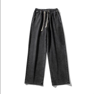 主推！宽松直筒拖地系绳牛仔裤长裤B377-K01-P38-限58，男装牛仔裤，电商B377