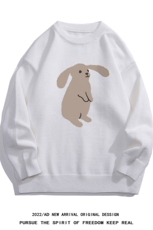 白底22秋冬新款趣味动物印花保暖圆领套头毛衣M1056P50控68，男装针织衫/毛衣，电商A247-1