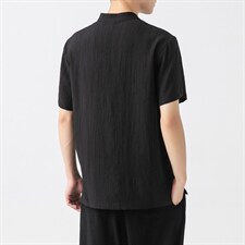 21夏季大码风棉麻亚麻短袖盘扣衬衫唐装薄款冰丝潮F18/P50,男装T恤,钱塘713