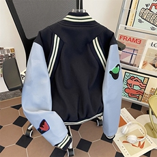 美式棒球服外套秋季刺绣情侣立领夹克宽松拼接XZ212-QW6718-P65，男装夹克，星座212-1