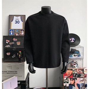 抖音得物高品质 26春装设计感长袖打底衫纯色拉链肩圆领卫衣W123图片