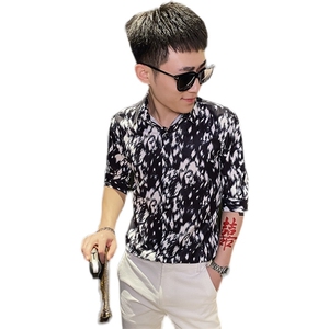 312A-108-P55 新款社会小伙中袖衬衫韩版潮流男士五分袖衬衣A图片