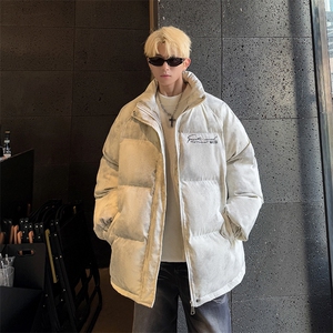 特p100控158冬立领机车棉服情侣棉衣面包扎染服墨染风外套男MY248图片