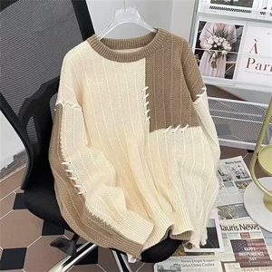M212-P47 青少年休闲毛衣男秋冬季设计感小众针织衫落肩袖图片