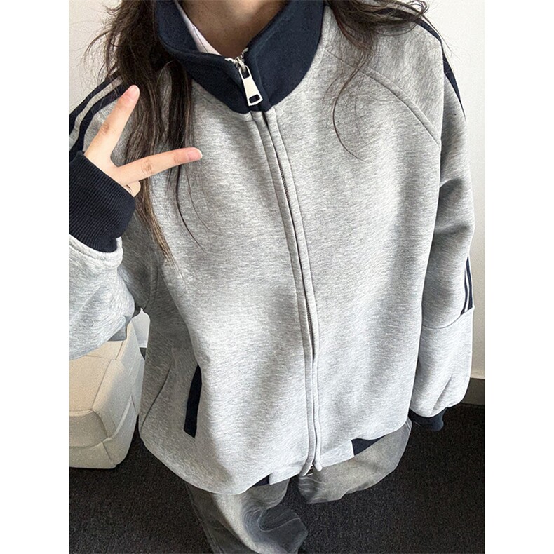抖音得物高品质美式高街重磅结构设计拼接织带立领卫衣外套CM42,男装卫衣,电商A486