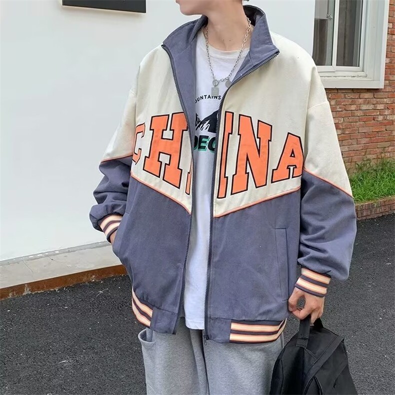 拼色棒球服外套男春秋季潮牌ins休闲上衣原宿风宽松夹克W4960-P42,男装夹克,星座412-3