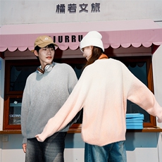 多模时尚渐变宽松圆领情侣装毛衣针织衫A247-M710特批65控108，男装针织衫/毛衣，电商A247