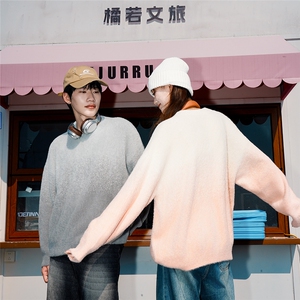 多模时尚渐变宽松圆领情侣装毛衣针织衫A247-M710特批65控108图片