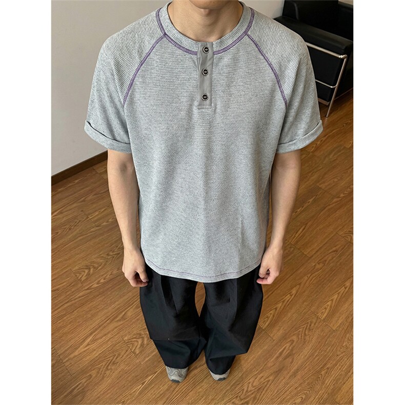 撞色复古哈苏线户外运动短袖T恤拼接插肩上衣男X61406-TP2549,男装T恤,电商A102