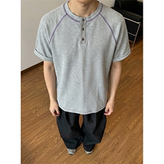撞色复古哈苏线户外运动短袖T恤拼接插肩上衣男X61406-TP2549，男装T恤，电商A102