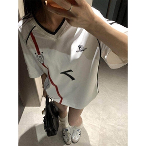 美式复古机车冰球服短袖t恤男潮牌数字7半袖TX063-P39图片