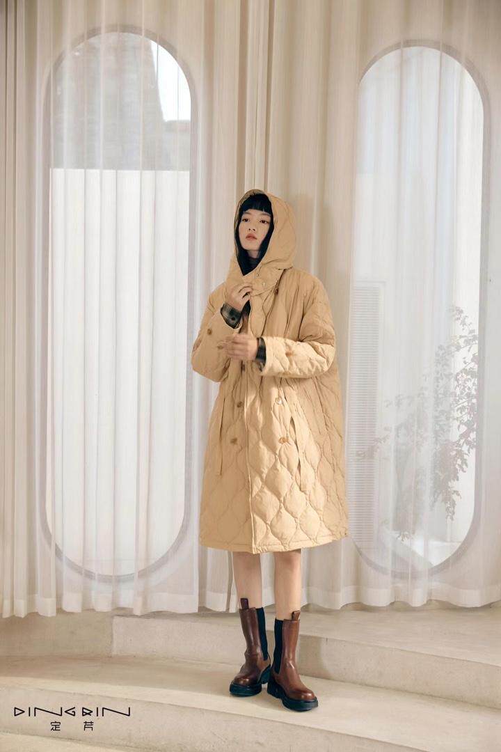 菱形格轻薄收腰羽绒，其它，DINGOIN 定芹