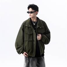 春季港风日系复古纯色贴袋拼接款翻领夹克男XZ213-JK18-P88控118，男装夹克，星座213