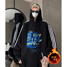 抖音得物供货提供视频秋冬重磅美式宽松织带连帽卫衣04179，男装卫衣，电商A486