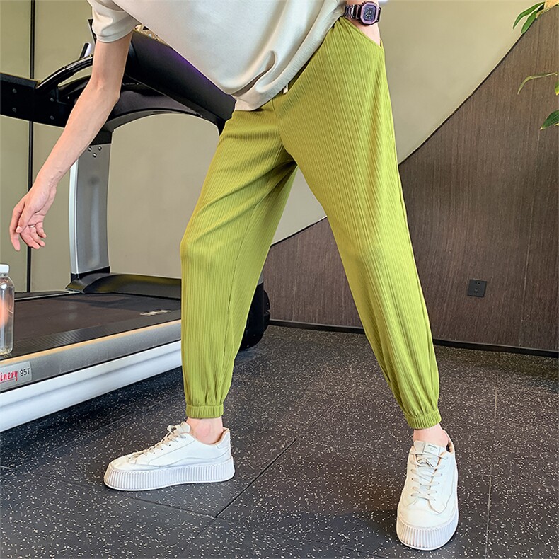 社会小伙夏季男士冰丝束脚休闲裤薄款条纹运动裤C208-6743特P48，女装休闲裤，电商C208