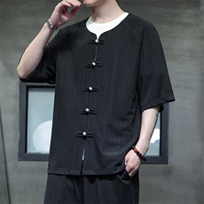 2025春季新款风男装汉服盘扣新中式开衫唐装竖纹衬衫C101-P45，男装衬衫，电商B277(原6028)
