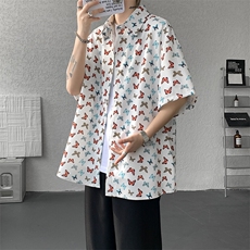 8XL-M花衬衫男短袖夏季薄款冰丝半袖宽松大码休闲外套DC28008P38，男装T恤，电商B312