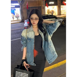 美式高街水洗做旧拉链牛仔外套春秋高级感韩系夹克潮牌 JK2066图片