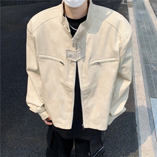 高级感小众高街外套男生短款棕咖色飞行员夹克JK8542P75，男装夹克，星座1116-2