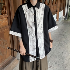 C431-P402024夏季设计感新中式短袖衬衫潮牌宽松风衬衫，男装衬衫，星座512-6