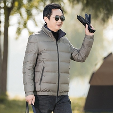 冬装短款羽绒服爸爸男装简约休闲男士保暖加厚中老年宽松立领洋气，男装羽绒服，钱塘6003（原4033）