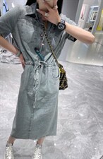 夏季重工牛仔连衣裙，女装连衣裙，南西里
