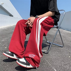 条纹宽松型潮流长裤男原宿风春秋季束脚百搭休闲运动裤K081-P42，男装休闲裤，星座308B-1