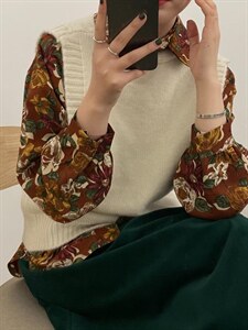 复古小花衬衫,女装衬衫,韩日依酷