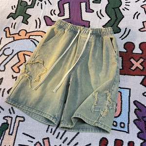 牛仔短裤男夏季宽松直筒潮流休闲夏装潮牌百搭五分裤N0151-P40图片