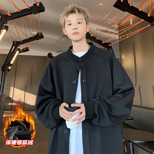 薄款改加绒特批P40无差价冬季加厚美式大码开衫卫衣男W2338J加绒图片