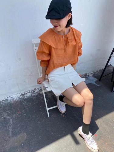 韩式大领子工艺小衫。，女装，D壹