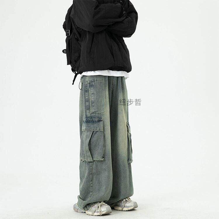 网络图现货工装牛仔裤男秋冬宽松直筒裤阔腿长裤RN15-P60,男装牛仔裤,星座1005-4