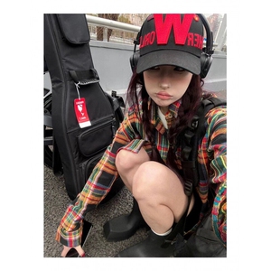 复古格子长袖衬衫外套男女春季韩版小个子中长款宽松衬衣别致上衣图片