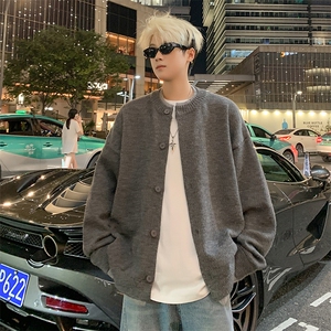 美式潮牌情侣假两件纽扣设计毛衣开衫针织衫MY39-P78图片