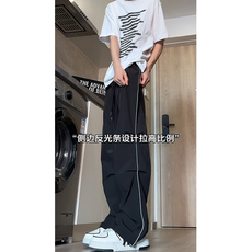 特批30潮牌黑色宽松百搭男裤聚酯纤维96.4%氨纶3.6，男装休闲裤，电商基地A086
