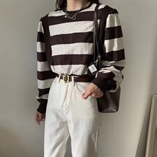 秋冬款条纹撞色卫衣，均码，女装卫衣/绒衫，ottfree