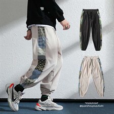 日系2024秋冬款撞色拼接灯芯绒束脚运动休闲潮牌卫裤8801-P50控69图片
