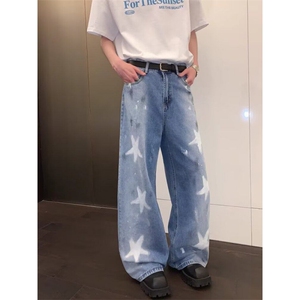 牛仔裤女高腰阔腿裤宽松显瘦垂感拖地直筒裤N0691-P54图片