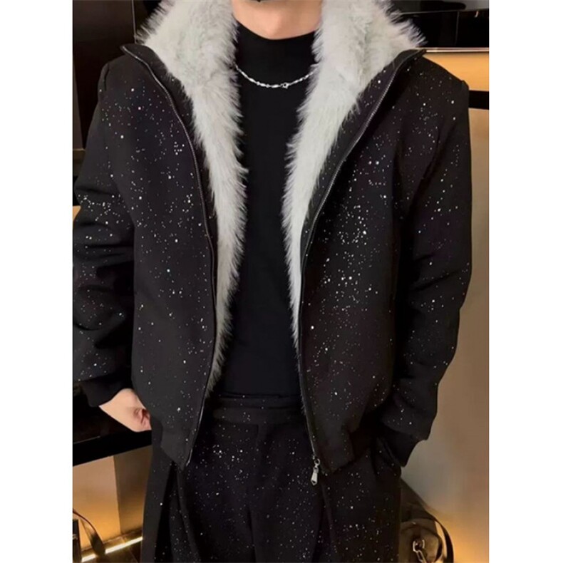 冬季内里全毛毛呢星空夹克外套男士宽松加厚保暖棉服MF924,男装夹克,星座1116A（原606A-3）