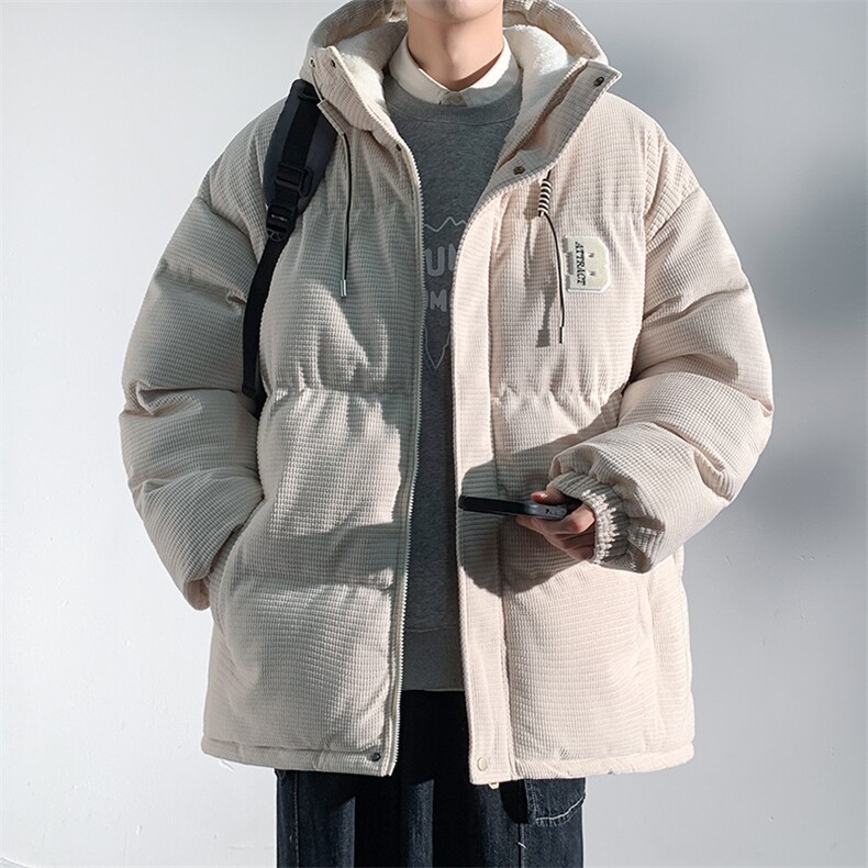 冬季青少年灯芯绒连帽棉衣潮牌羊羔毛加绒加厚棉服外套5305-P85,男装棉衣,电商B306